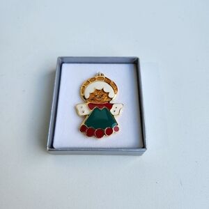 Wallace Silversmiths Pewter Enamel Christmas Angel Cookie Ornament